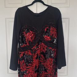 Sequin Block And Red Dress