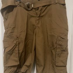 MENS BLUE GEAR CARGO BELTED SHORTS