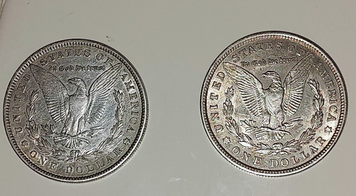 (2) VINTAGE SILVER DOLLAR COINS (E PLURIBUS UNUM 1902 & 1921) for Sale