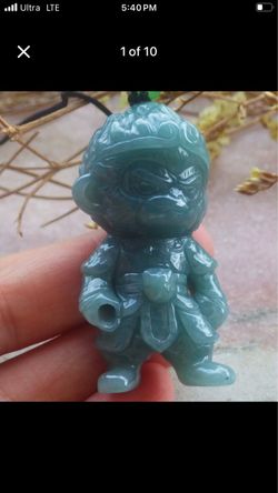 Certificate Jadeite Jade Pendant green Monkey Sun Wukong The Monkey King