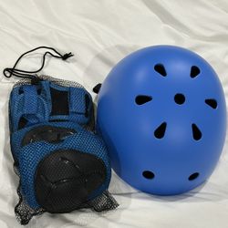 Kids Bike Helmet Set Adjustable for children & teenagers, Includes Elbow, Knee, Wrist guards. Size S, BLUE
