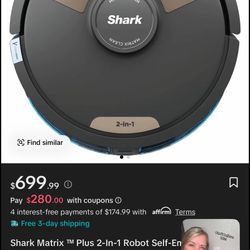 Shark Matrix Plus 2-In-1 Robot Self-Empty Cordless Smart Vacuum