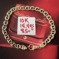 10K Solid Gold Bracelet For Wedding 14.4Gr 8.5 Inches Long 