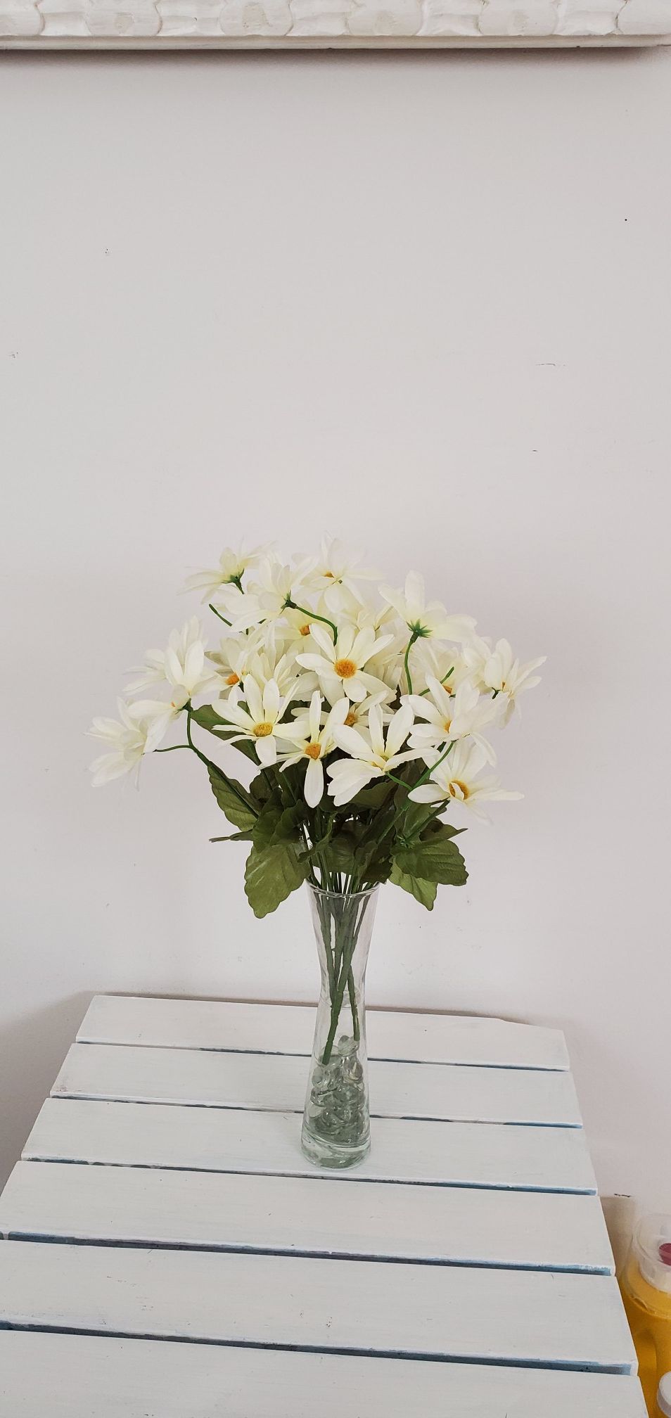 Beautiful white assorted artificial flowers. Total of 2 bunches.