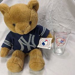 NY Yankees Teddy Bear & Beer Glass