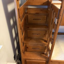 Wooden Bunk Beds With Built-In Storage Drawers