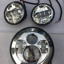 Headlight And Passing Lights Led For Motorcycle 