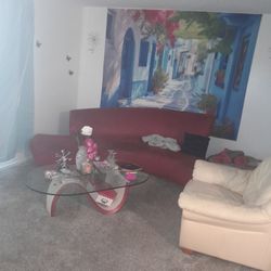 Living Room Set Cool Unique Micro suede Red Designer Modern