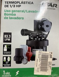 Brand New In Box Star Water Systems 1/3 HP 1320 gph Thermoplastic Diaphragm Switch Top AC Sink Pump System Item # | Mfr # STL001