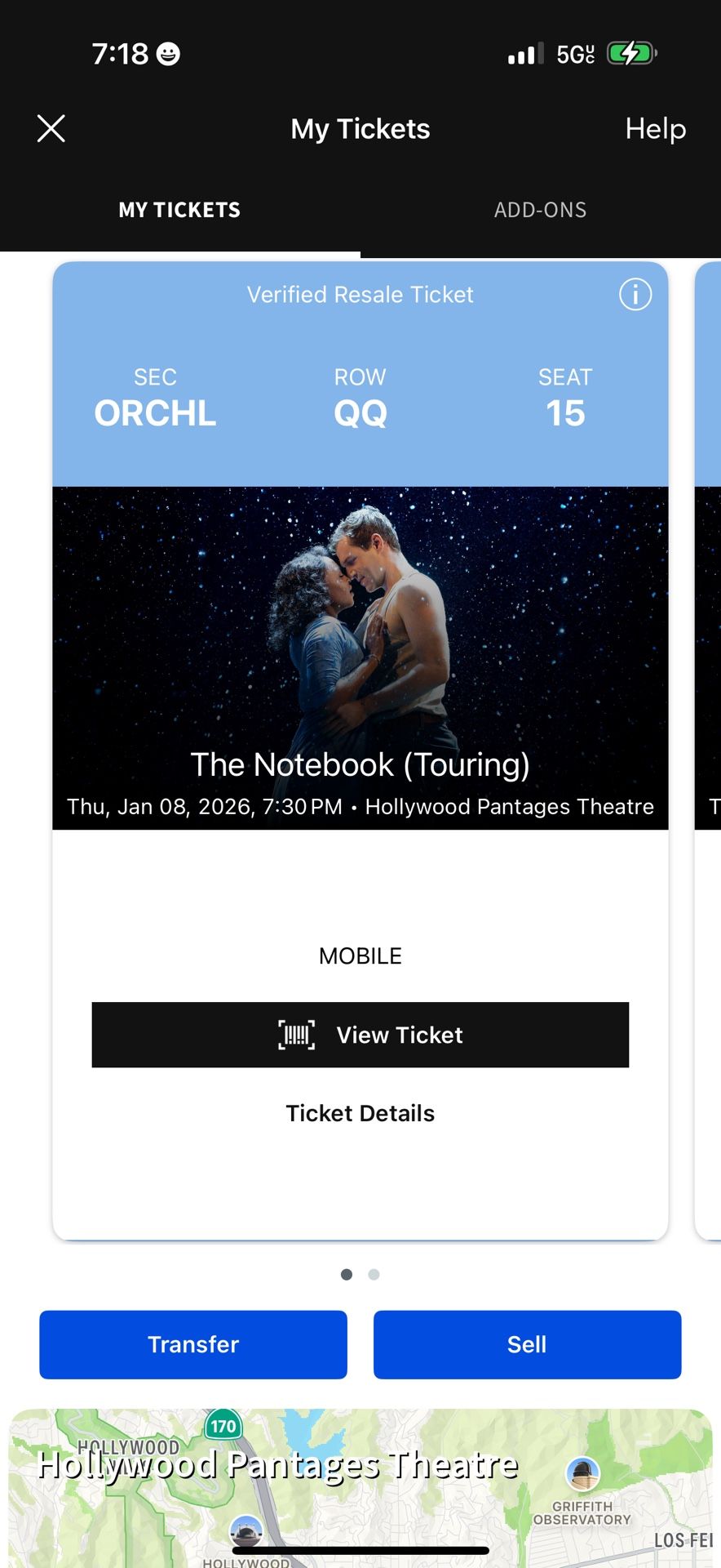The Notebook January 8th 2 Tickets