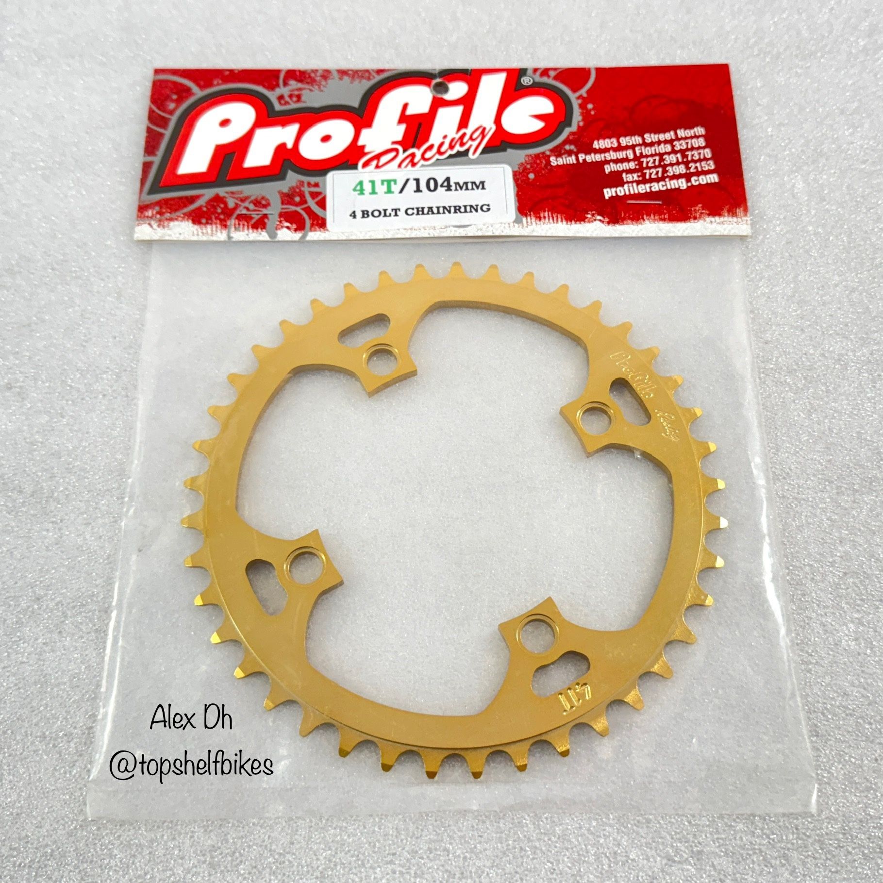 NEW PROFILE 41T GOLD 4-BOLT BMX CHAINRING CHAINWHEEL spider rhd race cranks box two sharp snap s&m elf pk ripper quadangle chase 24 26 29 cruiser bike