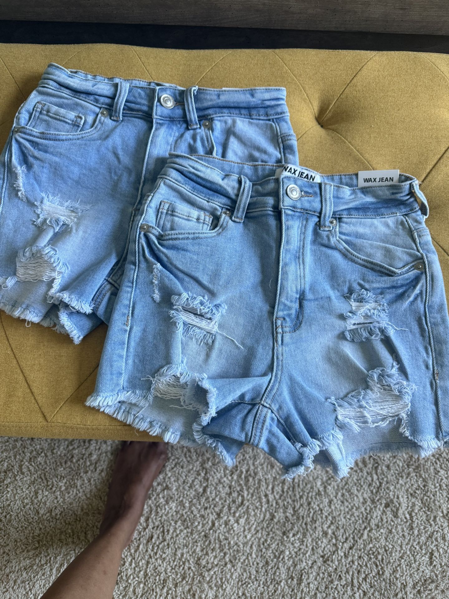 Blue Denim Shorts And Whit Bermuda Shorts