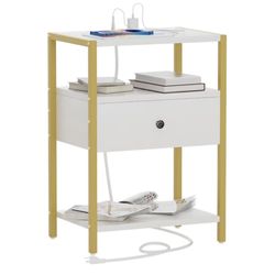 Nightstand Bed Side Table with Drawer for Small Spaces