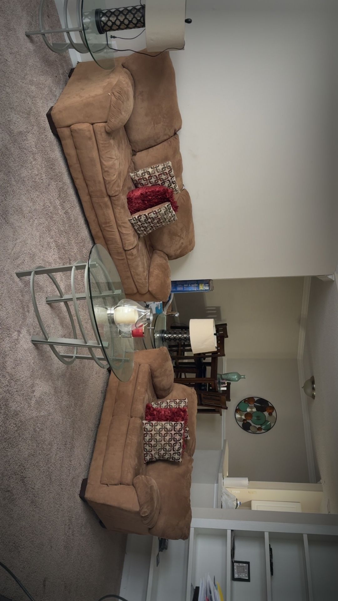Cozy 2 piece Suede Living Room Set Gently Used, Great Condition