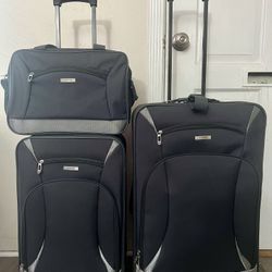 Luggage Set of 3. Large & Medium Roller with Side Bag