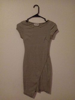 Black and white striped women's fitted dress