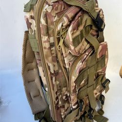 New camouflage backpack with multiple pockets