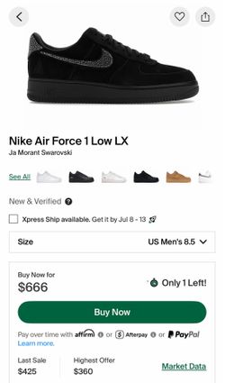 Air Force 1 Ja Morant Swarovski worn 1x 200 firm