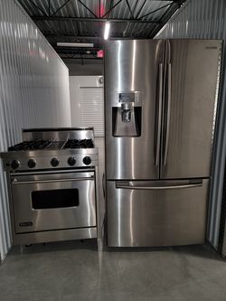 Samsung 36" Refrigerator Stainless Steel & Viking 30" Gas Range Stove Combo
