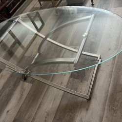 Glass & Stainless Steel Coffee Table – Excellent Condition