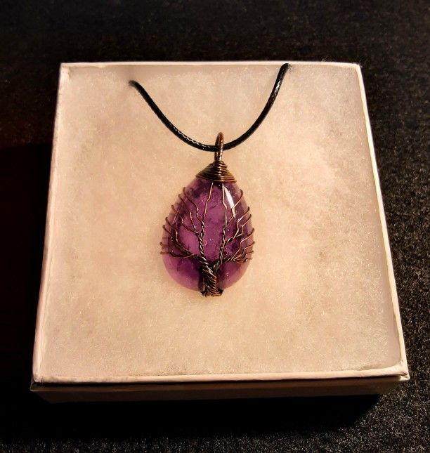 Tree of life 7 Chakra natural gemstone necklace Energy Healing Handmade pendant! New With box