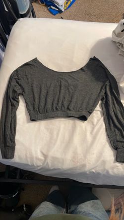 Gray Long Sleeve Crop Top