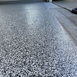 Concrete Floor Transformation-Epoxy Flakes