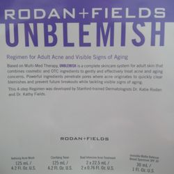 Rodan & Fields Facial Regimen: Unblemish  Regimen For Adult Acne And Visible Signs Of Aging