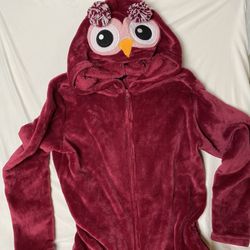 Halloween Costume Body Candy red owl plush hood jumpsuit XL
