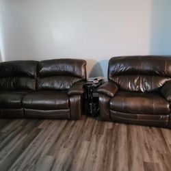Top Grain GENUINE Leather POWER Reclining Sofa and Oversized Recliner