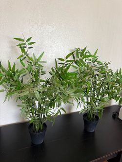 IKEA Fejka Green Bamboo Brush in Pot Artificial Plant Home Decor Set of 2