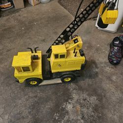 Vintage 1970's Tonka MR-970 Mighty Crane  Pressed Steel Toy Turned into  lamp holder Everything still functional just Remote wood on the bottom and Th