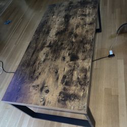 EXCEFUR Modern Coffee Table, Industrial Wood and Metal Center Table for Living Room, Rectangle Cocktail Tea Table for Home Office, Rustic Brown, 47 In