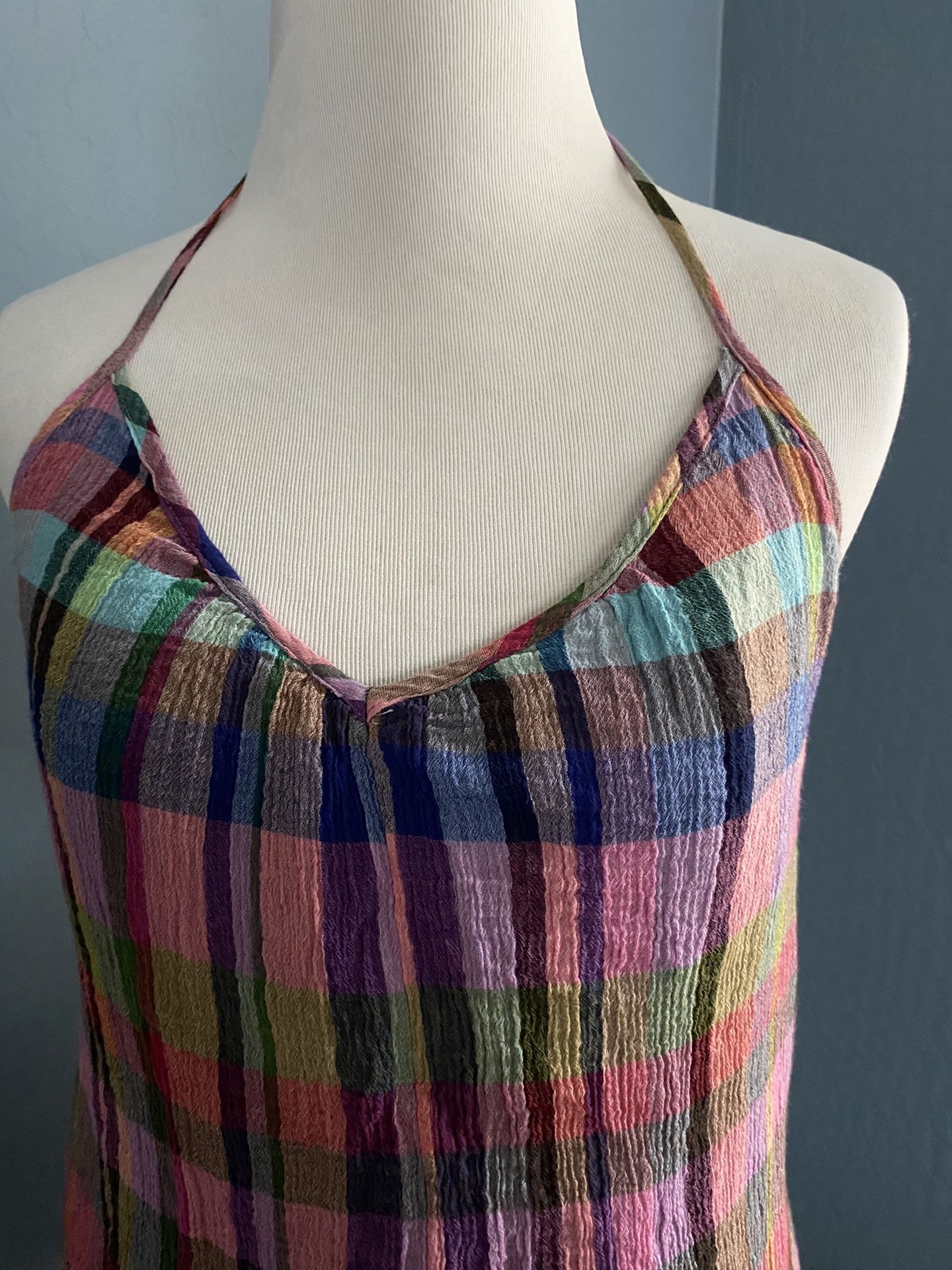 Urban outfitters halter top Sz Small gauze shirt that is lined. Fringed hem.