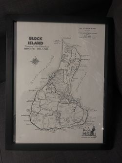 Framed Block Island Map – 15” x 12”