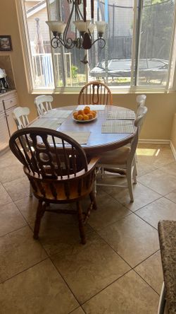 Kitchen Wood Table and 6 Wood Chairs