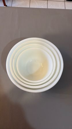 Fireking white swirl mixing bowls