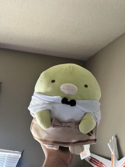San-X Sumikko Gurashi Green Penguin Barista Cafe Waiter 11” Plush With Tags