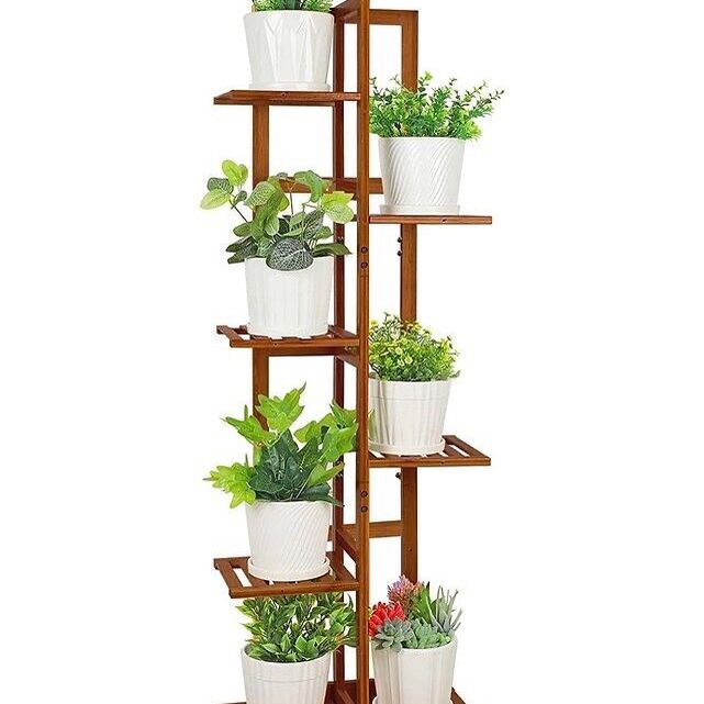 Wood Plant Stand Rack 5 Tier 6 Potted Indoor Outdoor Flower Pot Display Shelf