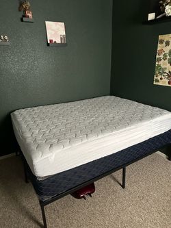 Queen mattress , box spring, and bed frame