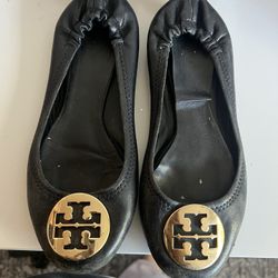 Gold And Black Tory Burch Flats