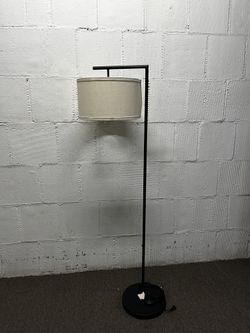 Modern Black Floor Lamp with Cream Shade