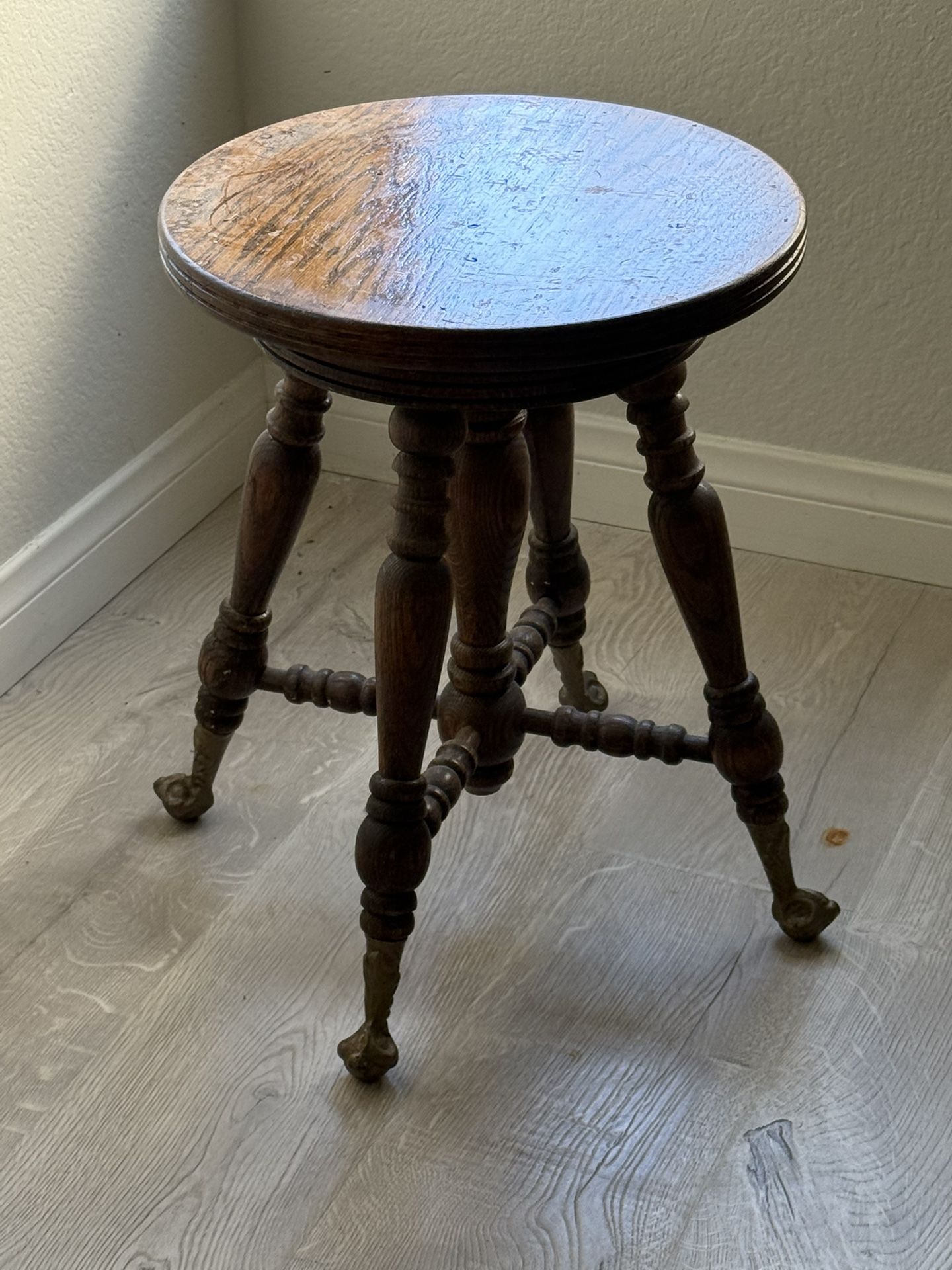 19th Century Antique Claw and Ball Foot Piano Stool