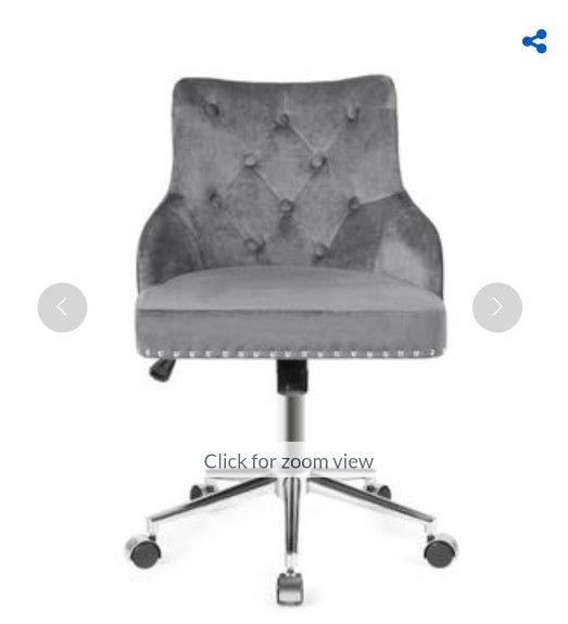 Velvet Office Chair Tufted Upholstered Swivel Computer Desk Chair W/ Nail Trimmed Gray Seat Funiture Decor