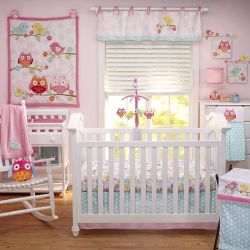 4 Pieces Owl Crib Bedding Set New