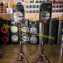 Karaoke Bluetooth Speakers.❗️Both For $79❗️STANDS INCLUDED 💥Heavy Bass - Nuevas En Caja 💥New In Box