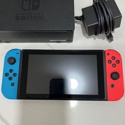 Nintendo Switch Console Blue/Red Controllers, Dock and Cables 