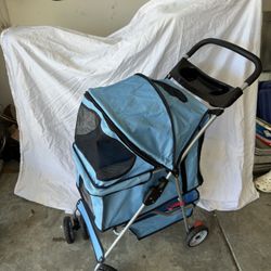 dog cat pet blue stroller 