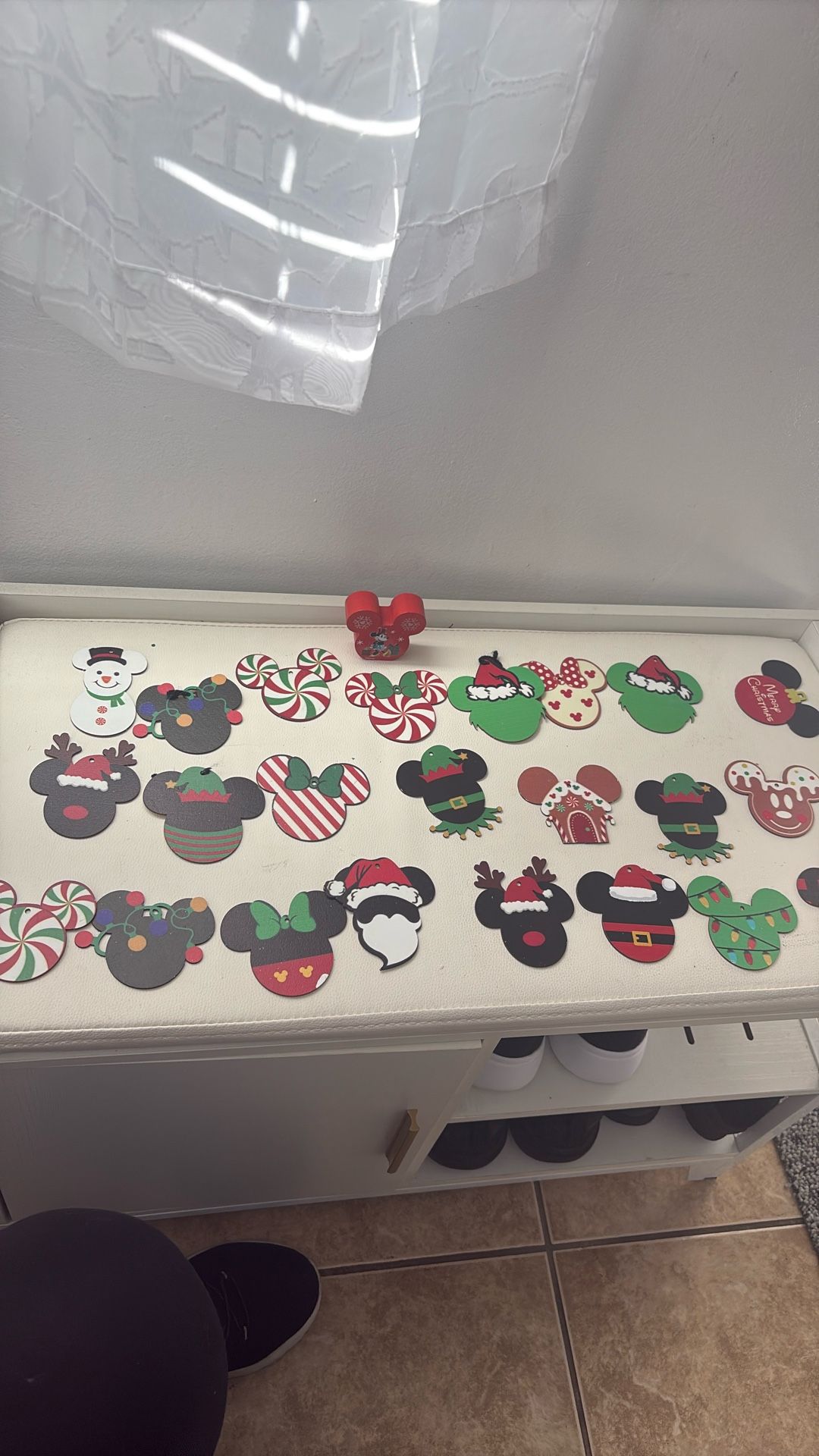 Christmas Holiday Mickey Minnie Wood Ornaments 