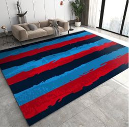 New opened it to measure it Abstract Multi-Color Line Area Rugs, Red Blue Line Art Easy Clean Rug, Soft Non-Skid Carpet Throw Rug for Kids Teen Girls